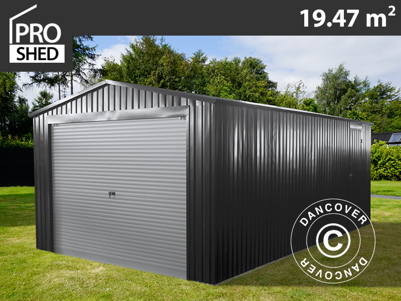 Garage métallique 3,38x5,76x2,43m ProShed®, Anthracite - Dancovershop FR