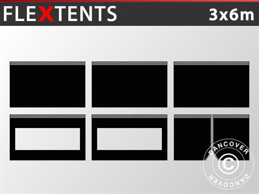 Zestaw ścian bocznych dla Namiot ekspresowy FleXtents 3x6m, Czarny