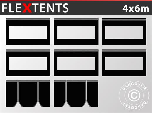 Komplet bočnih stranica za Brzo sklopivi paviljon FleXtents 4x6m, Crna
