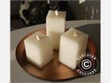 LED Vaško Žvakės, Kvadratas 7,5x7,5cm, 3 vnt. rinkinys, Balta LIKO TIK 4 RINKINIAI