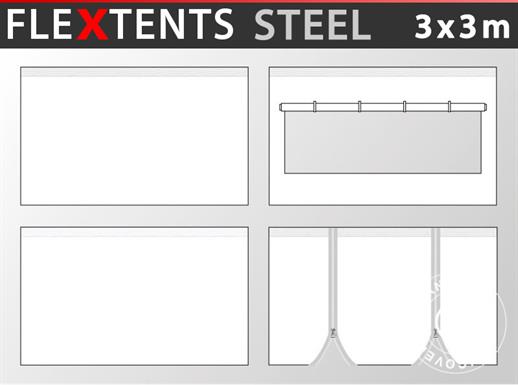 Külgseina komplekt Pop-up aiatelgile FleXtents Steel and Basic v.3 3x3m, Valge