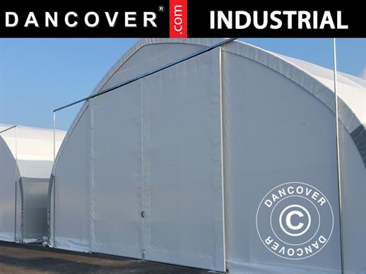 Portone scorrevole 3x3m per capannone tenda/tunnel agricolo 12m, PVC, Bianco