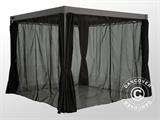 Sidewall kit+Mosquito net f/bioclimatic pergola gazebo San Marino, 3x4 m, Black
