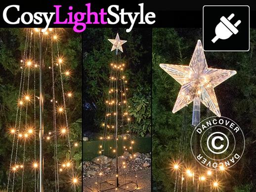 LED svjetlosno stablo sa zvijezdom, 1,8 m, Više funkcija, Toplo Bijela