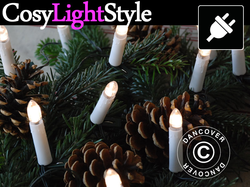 Luzes de árvore de Natal, LED, 5m, 20 vela, multifunções, Branco Quente -  Dancovershop PT