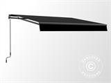 Markise mit Handkurbel, 3,95x2,5m, Schwarz/Schwarz Rahmen