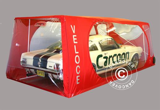 Carcoon Veloce 6,38 x 2,3m Transparent/Röd, Inomhusbruk