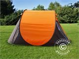 Pop-Up Campingzelt, FlashTents®, 4 Personen, Medium, Orange/Dunkelgrau