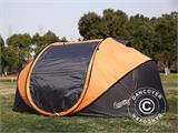 Camping tent pop-up, FlashTents®, 4 persons, Large, Orange/Dark Grey