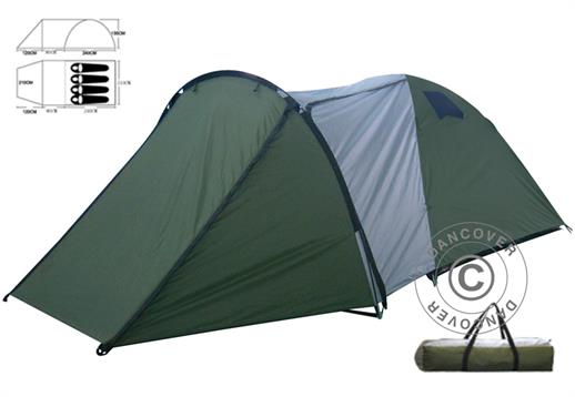 Tente de camping, 4 personnes, vert/gris