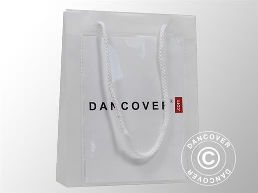 Promotion bag m/transparent lomme, plast, 26x10x36cm, 100 stk., Mat Hvid 