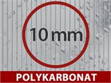 Kommersiell drivhus 10mm polykarbonat forlengelse TITAN Peak 240, 10,5m², 5x2,1m, sølvfarget