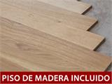 Casera de madera con saliente/voladizo, Bertilo Amrum 3 Plus, 3,86x1,8x2,1m