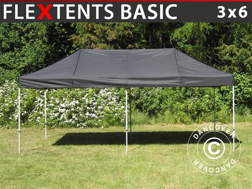 Vouwtent/Easy up tent FleXtents Basic, 3x6m Zwart