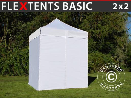 Vouwtent/Easy up tent FleXtents Basic, 2x2m Wit, inkl. 4 Zijwanden