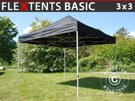 Vouwtent/Easy up tent FleXtents Basic, 3x3m Zwart
