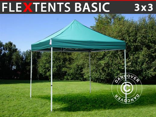 Vouwtent/Easy up tent FleXtents Basic, 3x3m Groen