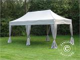 Vouwtent/Easy up tent FleXtents PRO 3x6m Latte, inkl. 6 zijwanden & decoratieve gordijnen