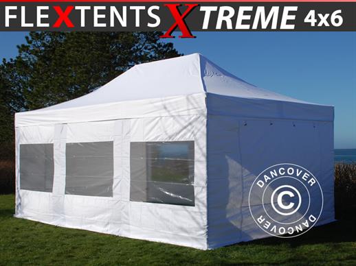 Quick-up telt FleXtents Xtreme 50 4x6m Hvit, inkl. 8 sider