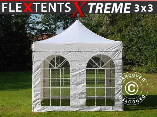 Namiot Ekspresowy FleXtents Xtreme 50 Vintage Style 3x3m Biały, mq 4 ściany boczne