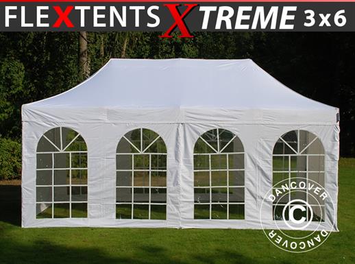 Tente pliante FleXtents Xtreme 50 Vintage Style 3x6m Blanc, avec 6 cotés
