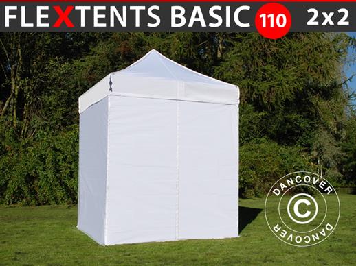 Tenda Dobrável FleXtents Basic 110, 2x2m Branco, incl. 4 paredes laterais