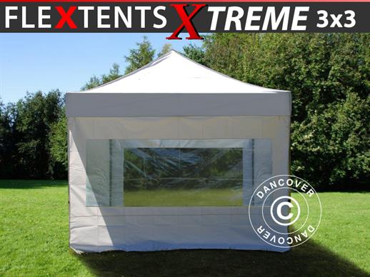 Tente pliante FleXtents Xtreme 3x3m Blanc, avec 4 cotés