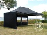 Tente Pliante FleXtents Steel+ 4x6m Noir, avec 8 cotés