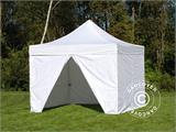 Vouwtent/Easy up tent FleXtents PRO 4x4m Wit, Vlamvertragende inkl. 4 Zijwanden