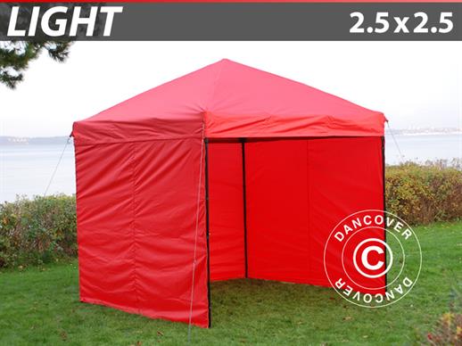 Vouwtent/Easy up tent FleXtents Light 2,5x2,5m Rood, inkl. 4 Zijwanden