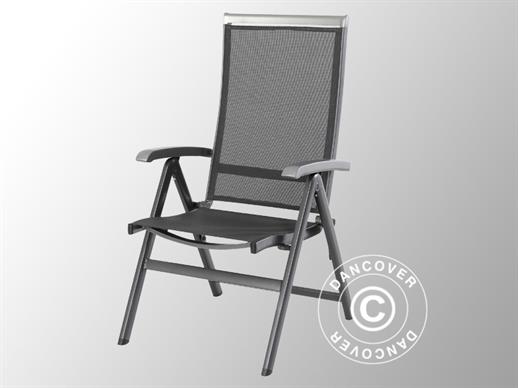 Cadeira de braços dobrável, Forios, 61x69,5x110cm, Cinza Ferro