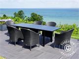 Conjunto de jardín con 1 mesa + 6 sillas, Key West, Negro