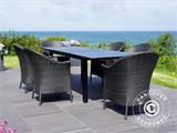 Zestaw mebli ogrodowych / 1 stół + 6 krzeseł, Key West, Czarny
