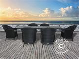 Lauko baldų komplektas su 1 lauko stalu + 6 lauko kėdėmis, Key West, Juoda
