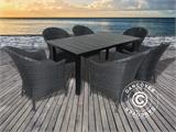 Lauko baldų komplektas su 1 lauko stalu + 6 lauko kėdėmis, Key West, Juoda
