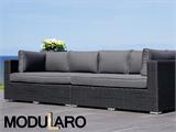 Polyrotting sofa til sittegruppe, 2 moduler, Modularo, svart