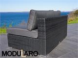 Poly rotan Lounge Sofa, 2 modules, Modularo, Zwart