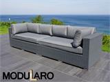 Polyrotting sofa til sittegruppe, 2 moduler, Modularo, grå