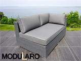 Polyrotting sofa til sittegruppe, 2 moduler, Modularo, grå