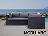 Polyrotting sofa til sittegruppe, 3 moduler, Modularo, svart
