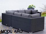 Salonska Sofa od poli-ratana, 3 modula, Modularo, Crna