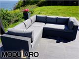 Salonska Sofa od poli-ratana, 3 modula, Modularo, Siva