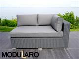 Polyrotting sofa til sittegruppe, 3 moduler, Modularo, grå