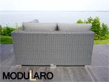Salonska Sofa od poli-ratana, 3 modula, Modularo, Siva