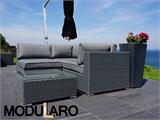 Poly rotan Lounge Sofa, 4 modules, Modularo, Grijs