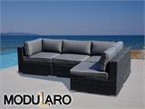 Salonska Sofa od poli-ratana, 4 modula, Modularo, Crna