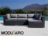 Polyrotting sofa, sittegruppe, 4 moduler, Modularo, svart