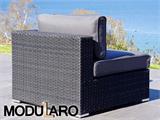 Polyrotting sofa, sittegruppe, 4 moduler, Modularo, svart