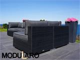Salonska Sofa I od poli-ratana, 5 modula, Modularo, Crna