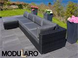 Poly rotan Lounge Sofa ll, 5 modules, Modularo, Zwart
